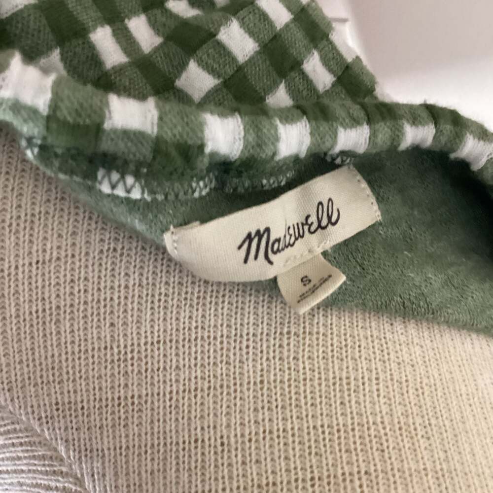 Madewell Green Gingham Puff Sleeve Mini Dress Size S - Picture 2 of 3